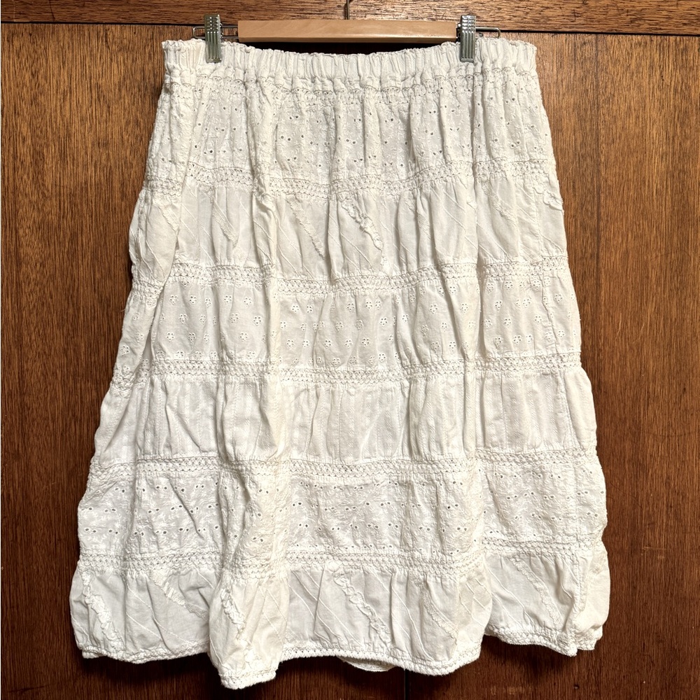 Vintage handmade cotton lace eyelet skirt plus size XL XXL